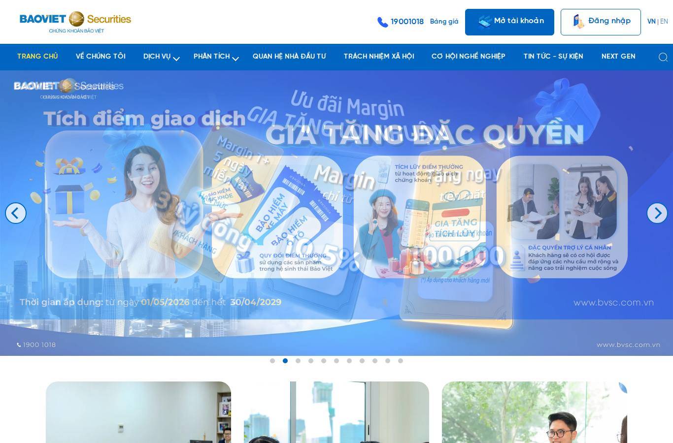 Screenshot of the Bao Viet Securities (BVSC) website