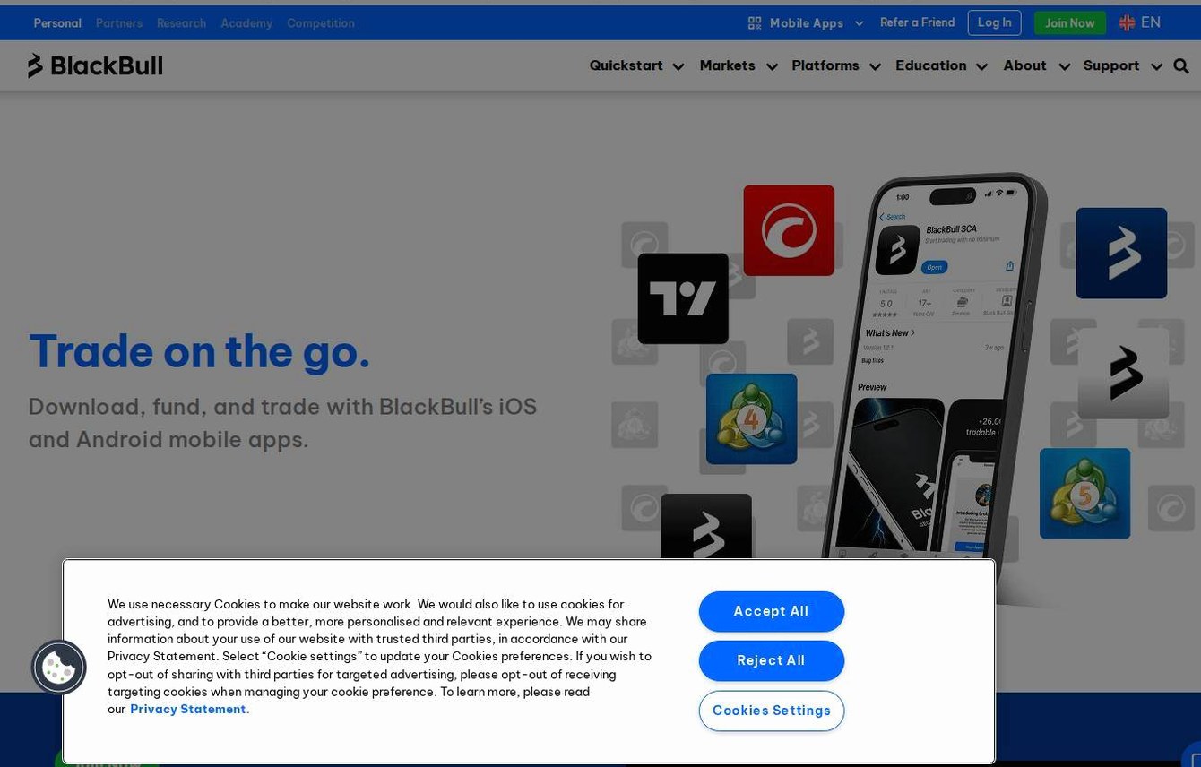 The platform page on the BlackBull Markets website