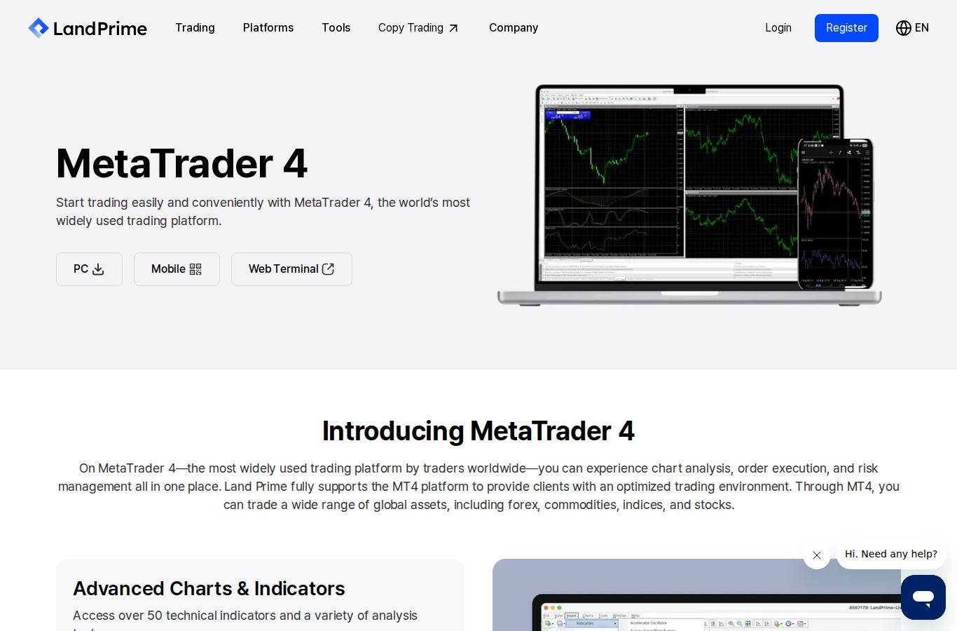 The platform page on the Land-FX website
