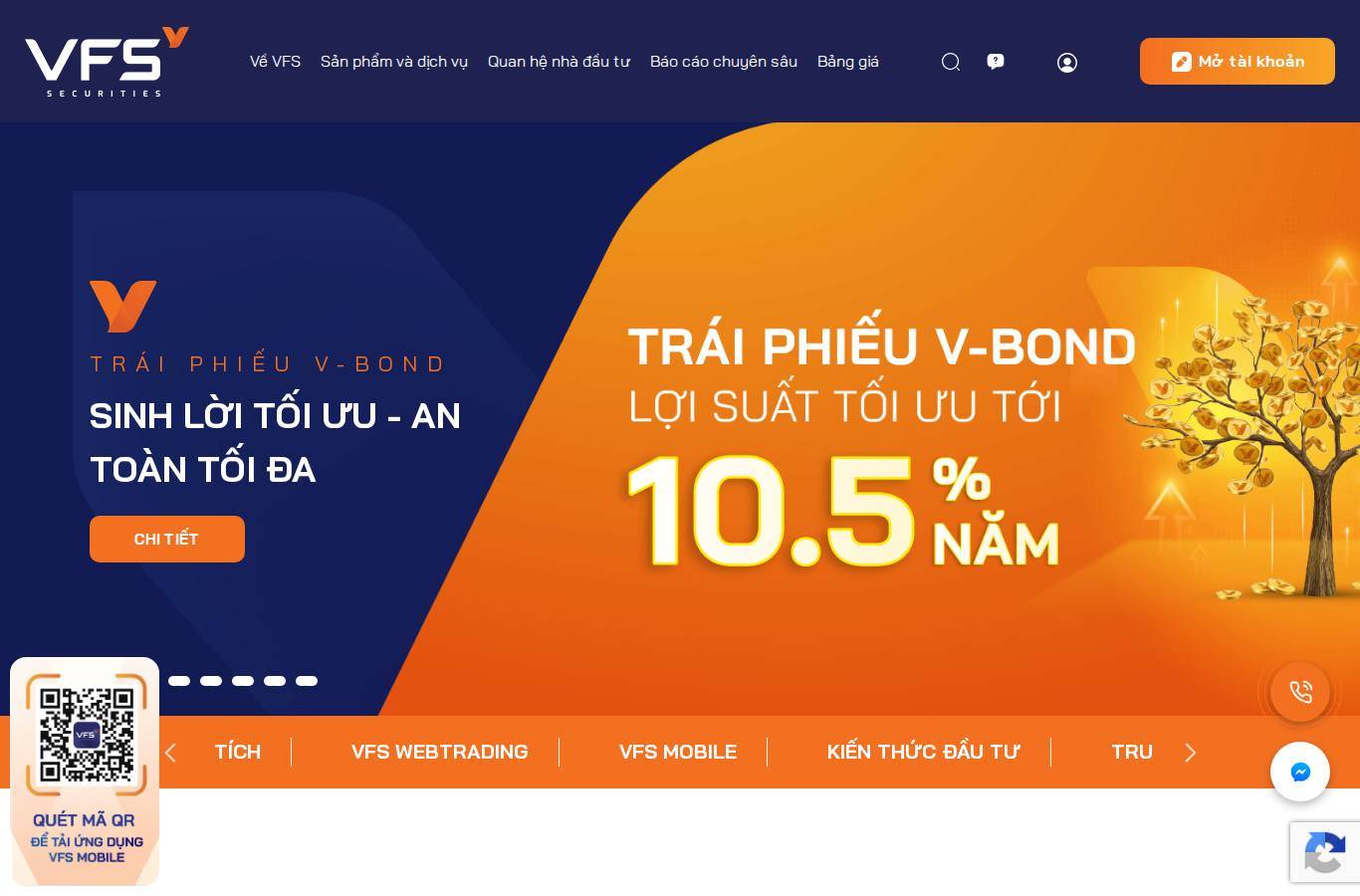 Screenshot of the Nhat Viet Securities (VFS) website