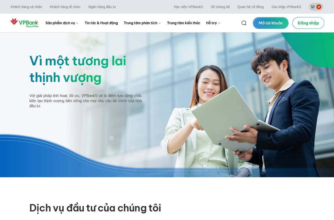 Screenshot of the VPBank Securities (VPBankS) website