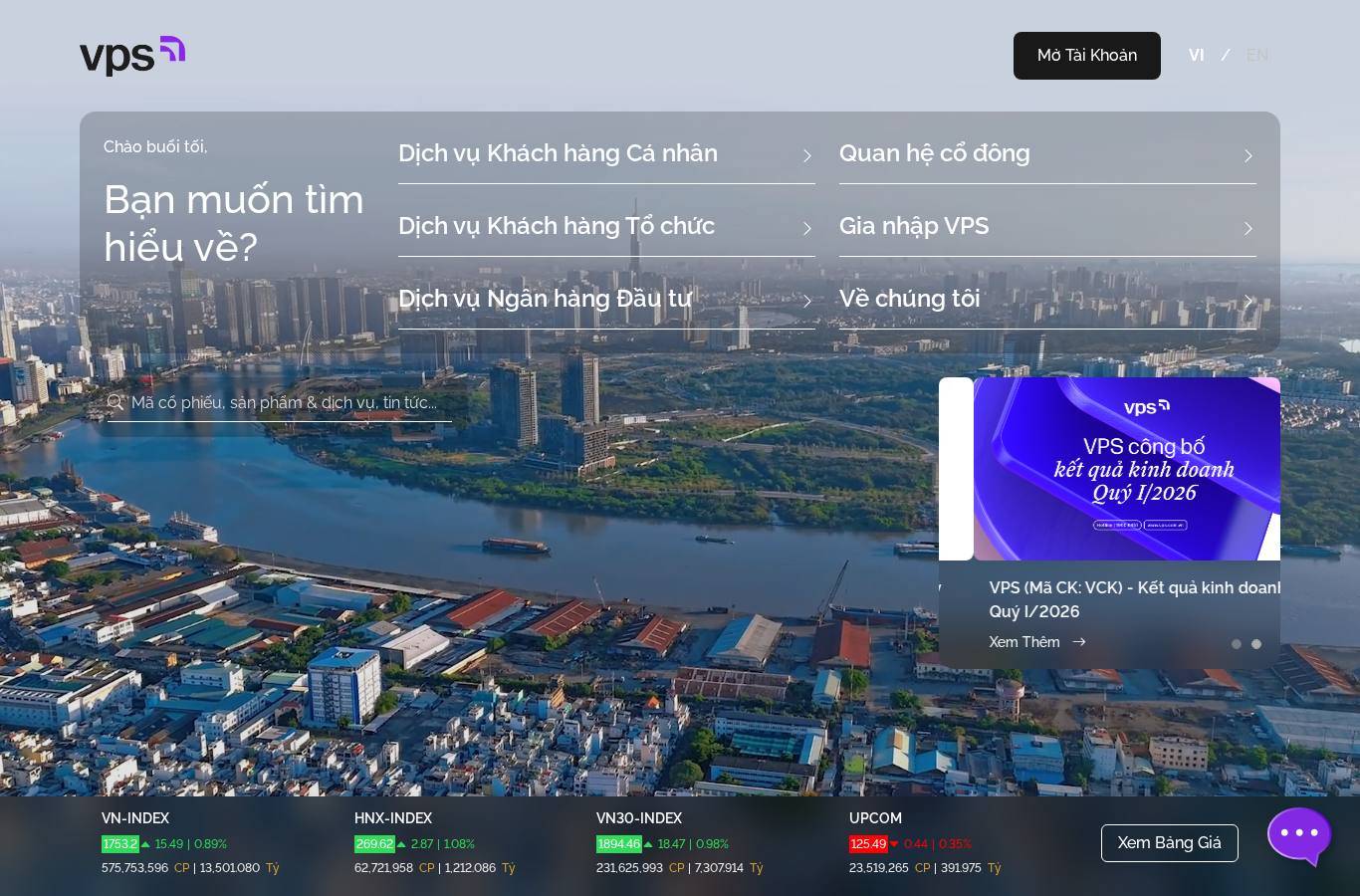 Screenshot of the VPS Securities (VPS) website